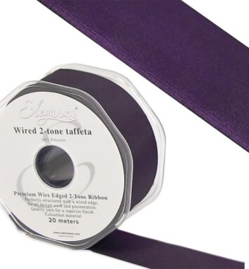 25mm Eleganza Wired Edge Premium Taffeta Grape