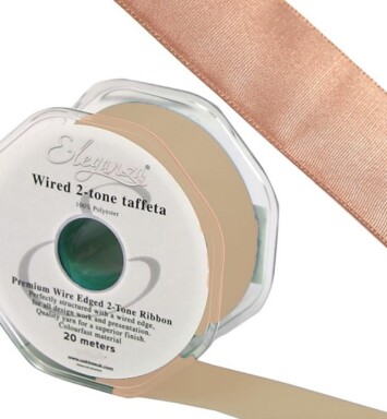 25mm Eleganza Wired Edge Premium Taffeta Rose Gold