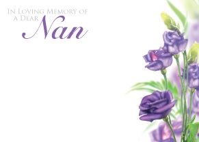 Florist Large Cards - In Loving Memory of a Dear Nan, Purple Roses