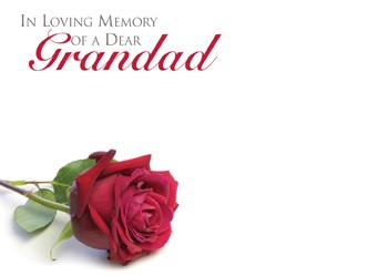 Florist Large Cards - In Loving Memory of a Dear Grandad, Red Rose