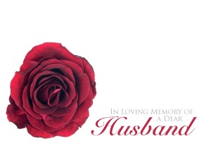 Florist Large Cards - In Loving Memory of a Dear Husband, Red Rose