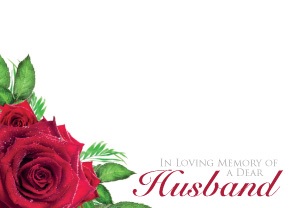 Florist Large Cards - In Loving Memory of a Dear Husband, Red Roses