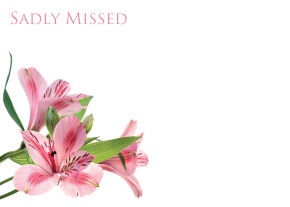 Florist Large Cards - Sadly Missed, Pink Tiger Lily