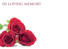 Florist Large Cards - In Loving Memory, Red Roses