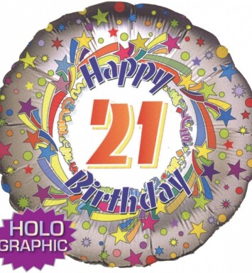 18" 21st Spinning Star Birthday Foil Balloon