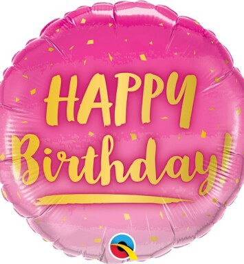 18" Birthday Gold & Pink Foil Balloon
