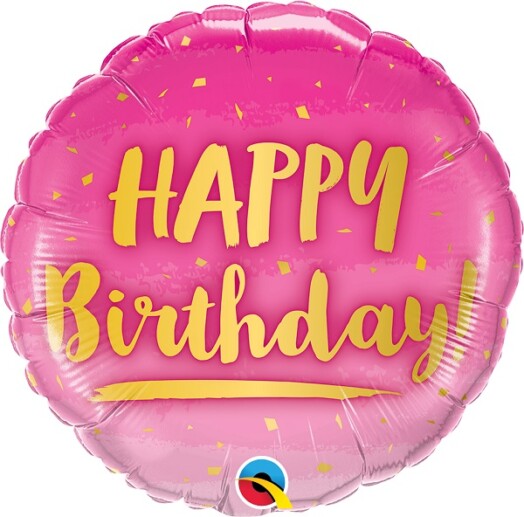18" Birthday Gold & Pink Foil Balloon