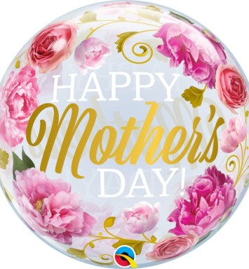 22" Mother's Day Pink Peonies Bubble Balloon