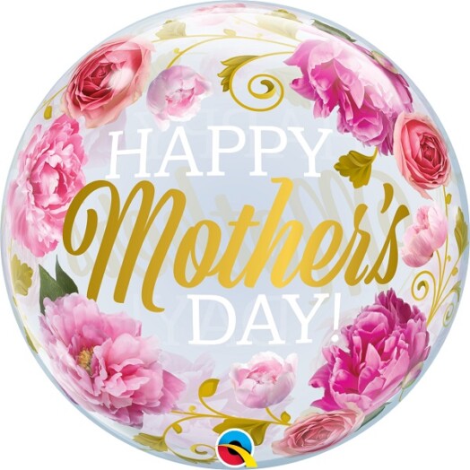 22" Mother's Day Pink Peonies Bubble Balloon