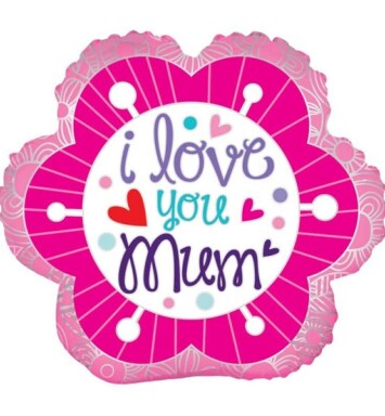 18" I Love You Mum Flower Foil Balloon