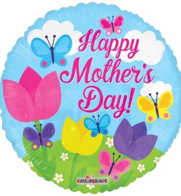 18" Happy Mother's Day Butterflies and Flowers Foil Balloon