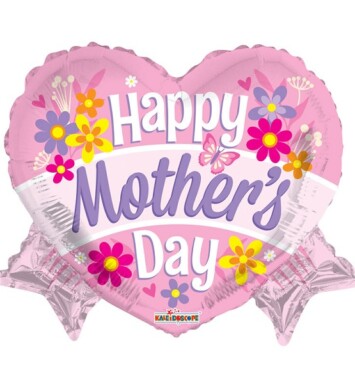 18" Happy Mother's Day Heart with Bow Foil Balloon