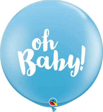 3ft Oh Baby! Standard Pale Blue Latex Balloon 2pk