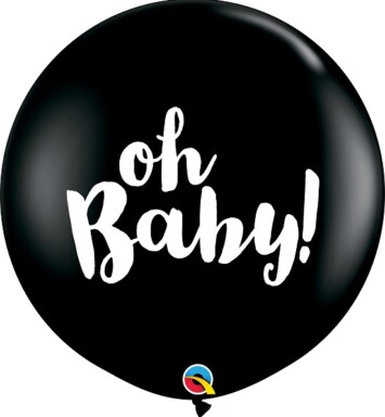 3ft Oh Baby! Fashion Onyx Black Latex Balloon 2pk