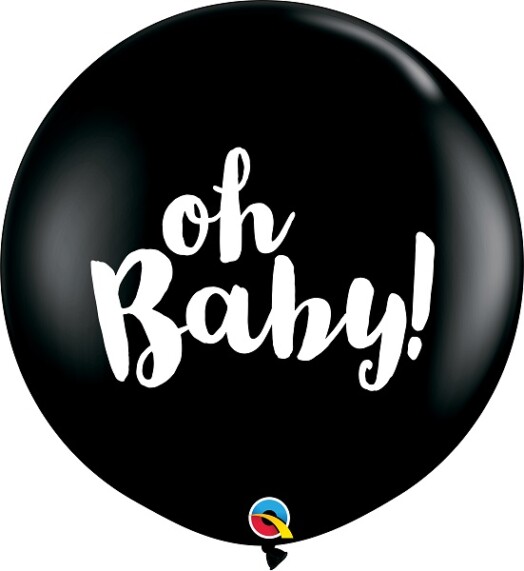3ft Oh Baby! Fashion Onyx Black Latex Balloon 2pk