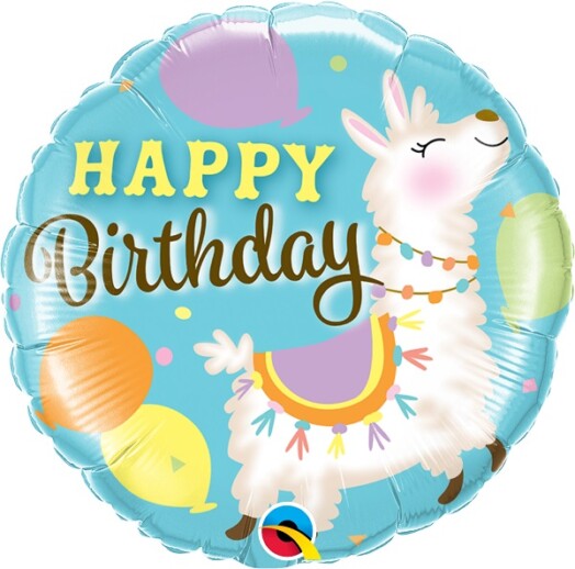 18" Birthday Llama Foil Balloon