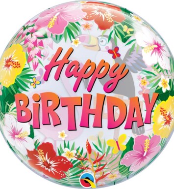 22" Tropical Birthday Party Bubble Balloon