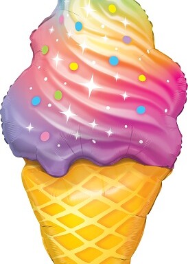 Rainbow Swirl Ice Cream Super Shape Foil Balloon