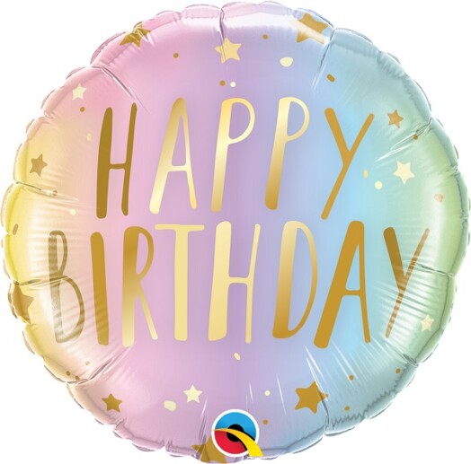 18" Birthday Pastel Ombre & Stars Foil Balloon