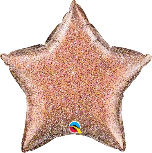 Unpackaged 20" Glittergraphic Star Foil Balloon - Rose Gold