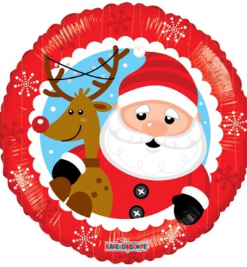 18" Christmas Santa & Reindeer Foil Balloon