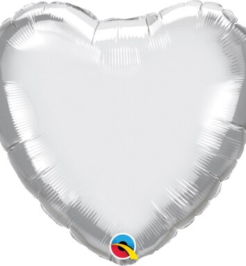 Unpackaged 18" Chrome Silver Heart Foil Balloon