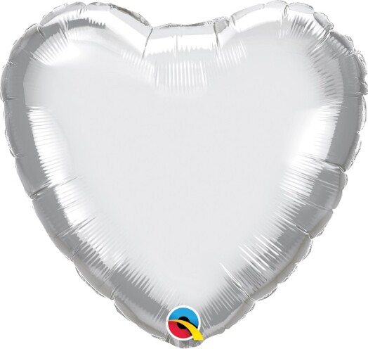 Unpackaged 18" Chrome Silver Heart Foil Balloon