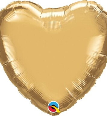 Unpackaged 18" Chrome Gold Heart Foil Balloon