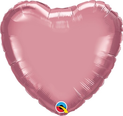 Unpackaged 18" Chrome Mauve Heart Foil Balloon