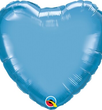 Unpackaged 18" Chrome Blue Heart Foil Balloon