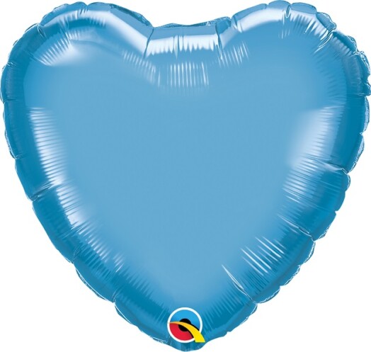 Unpackaged 18" Chrome Blue Heart Foil Balloon