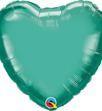 Unpackaged 18" Chrome Green Heart Foil Balloon