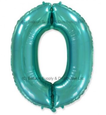 Jumbo Spearmint Green Number 0 Foil Balloon