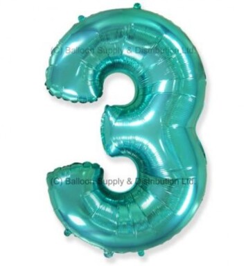 Jumbo Spearmint Green Number 3 Foil Balloon