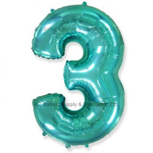 Jumbo Spearmint Green Number 3 Foil Balloon