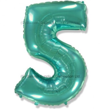 Jumbo Spearmint Green Number 5 Foil Balloon