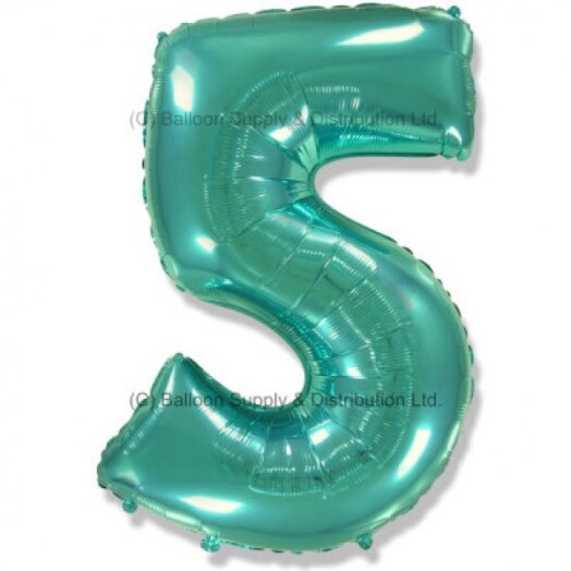 Jumbo Spearmint Green Number 5 Foil Balloon