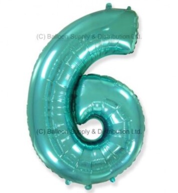 Jumbo Spearmint Green Number 6 Foil Balloon