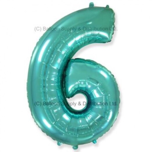 Jumbo Spearmint Green Number 6 Foil Balloon