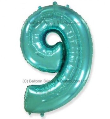 Jumbo Spearmint Green Number 9 Foil Balloon