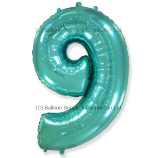 Jumbo Spearmint Green Number 9 Foil Balloon