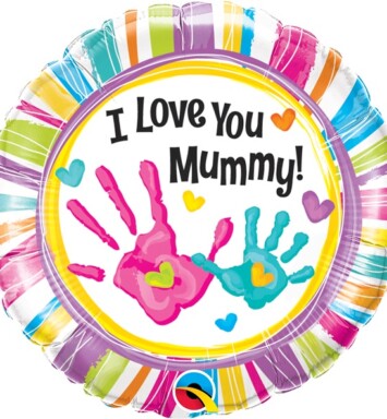 18" I Love You Mummy Handprints Foil Balloon