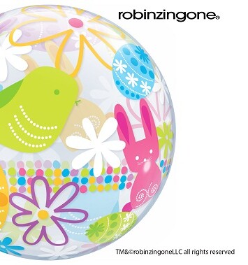 22" Spring Bunnies & Flowers Bubble Balloon