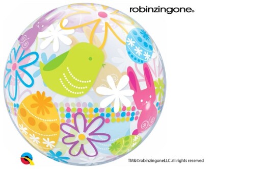 22" Spring Bunnies & Flowers Bubble Balloon