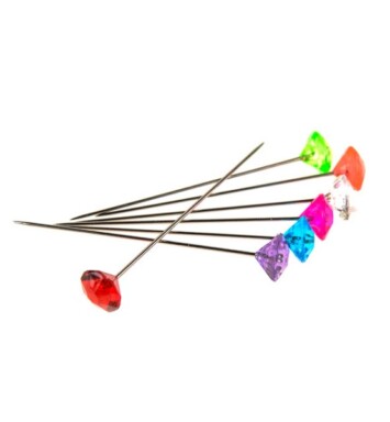 8.5mm Multi-Coloured Diamante Pins 50pcs