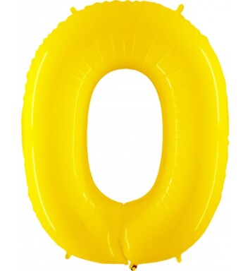 40 Inch Yellow Shiny White Number 0 Foil Balloon
