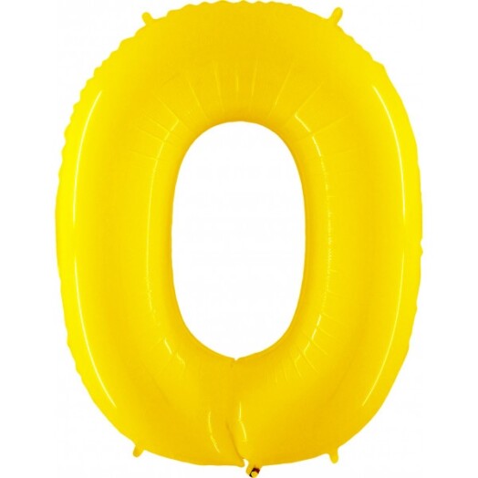 40 Inch Yellow Shiny White Number 0 Foil Balloon