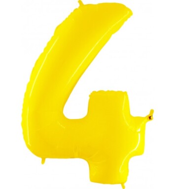 40 Inch Yellow Shiny White Number 4 Foil Balloon