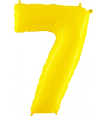 40 Inch Yellow Shiny White Number 7 Foil Balloon