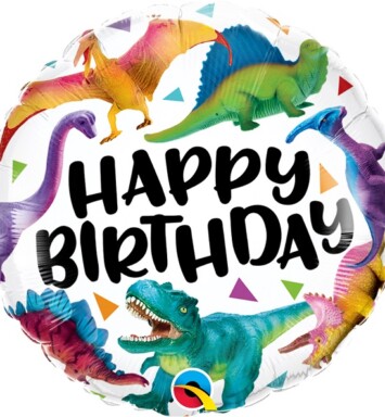 18" Birthday Colourful Dinosaurs Foil Balloon